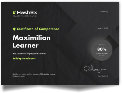 HashEx Certificate